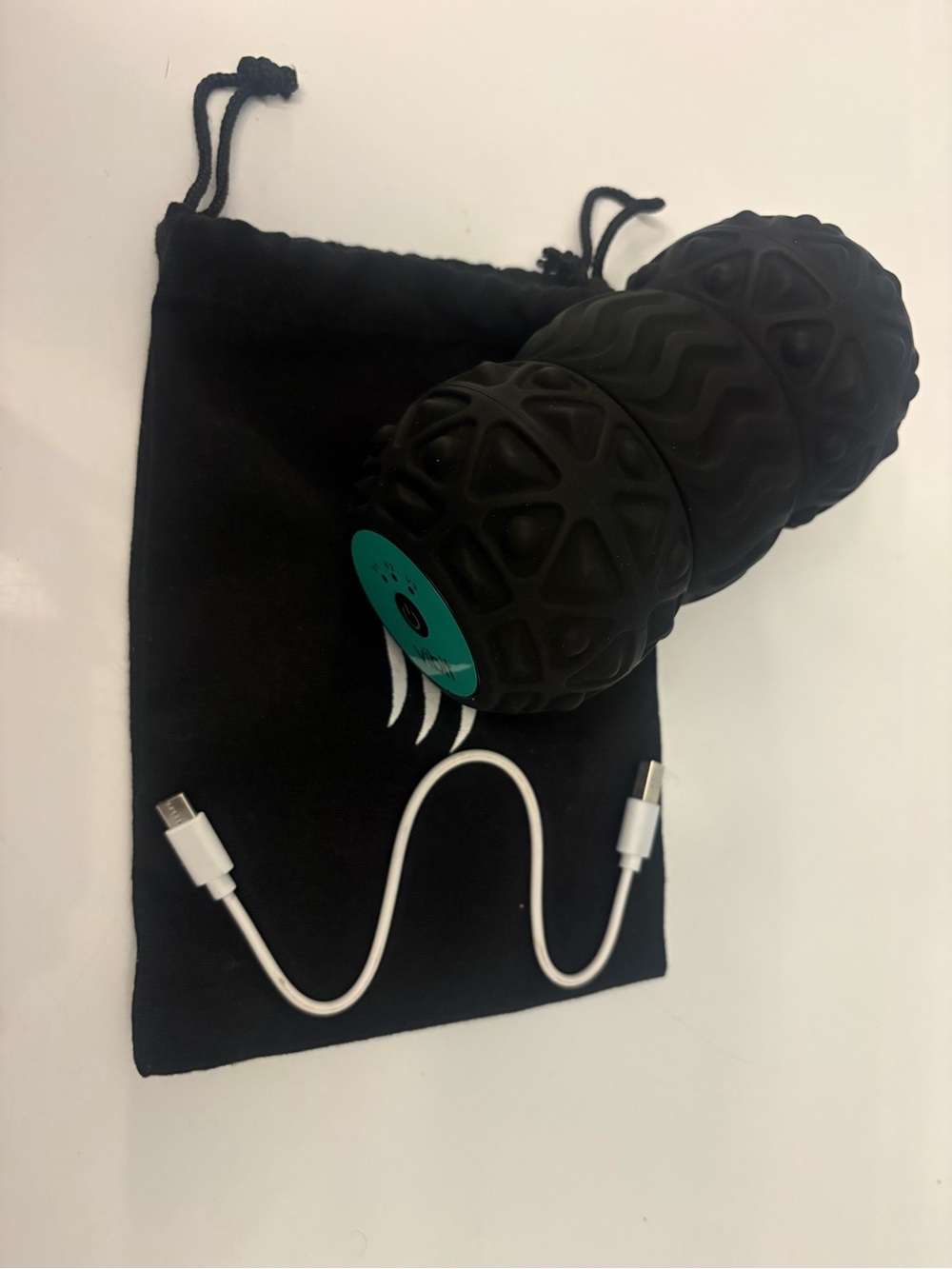 Vibit Portable Black Vibrating Massage Roller with USB Charging